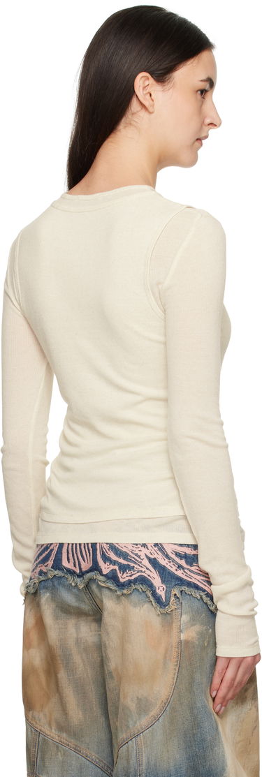 Tričko Acne Studios Acne Studios Double-layered Long Sleeve T-Shirt Béžová | AL0435-, 2