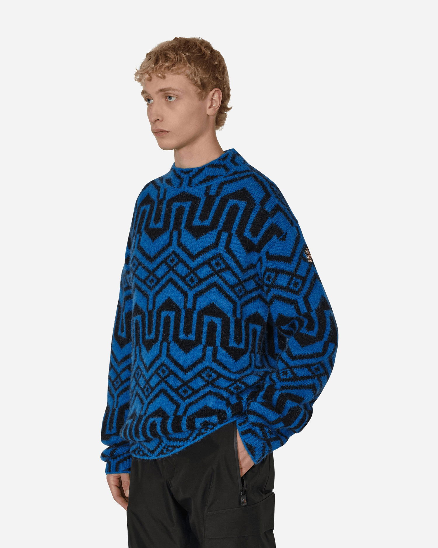 Sveter Moncler Jacquard Mock Neck Sweater Navy | H20979C00005 P79, 1