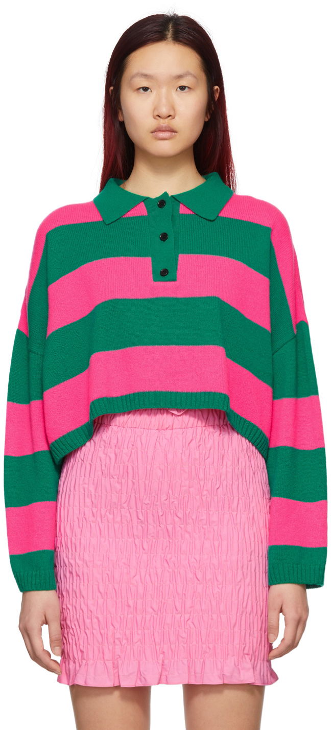 Striped Cropped Rugby Polo