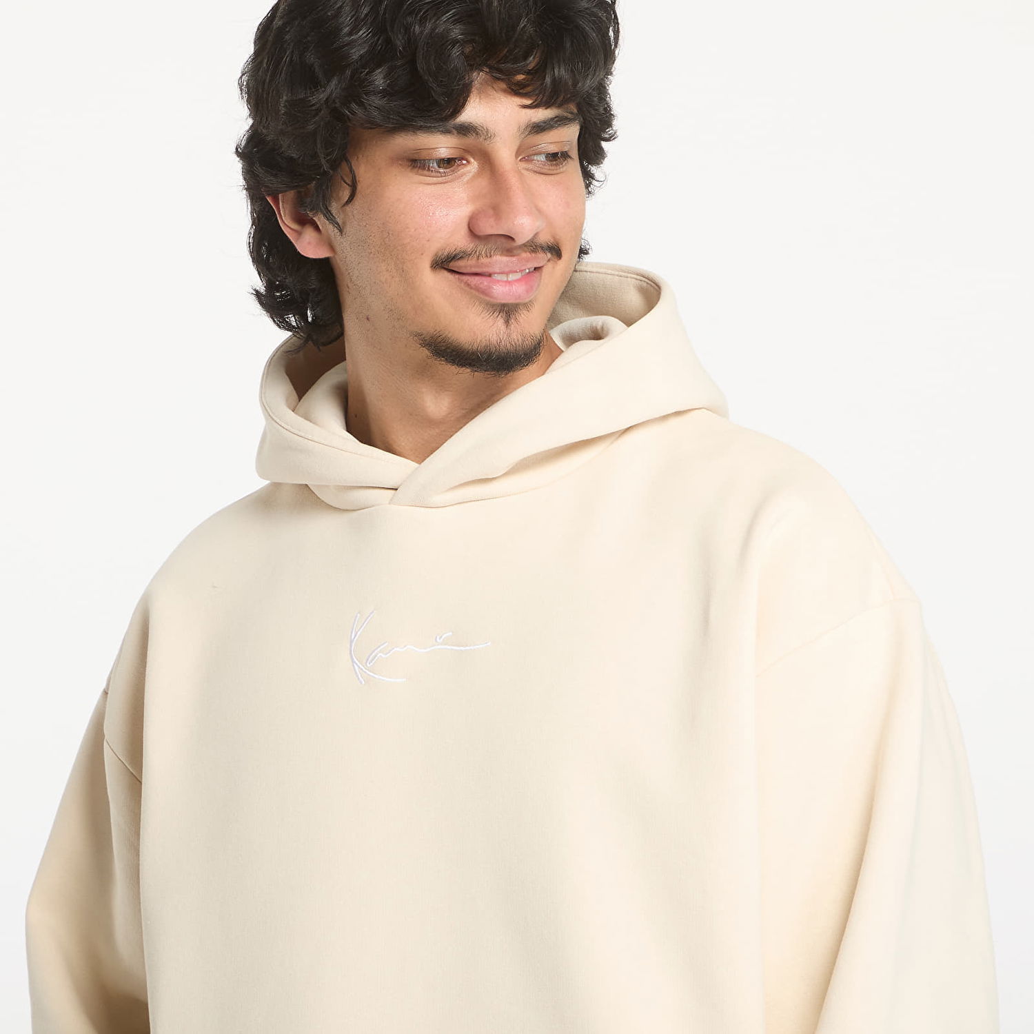 Mikina Karl Kani Small Signature Essential OS Hoodie Light Sand Béžová | KM-HD021-023-24, 1