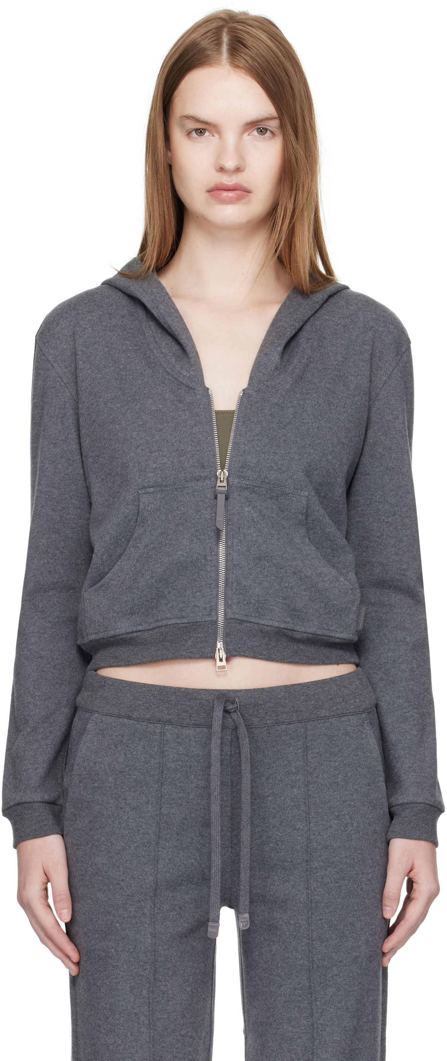 Mikina Tom Ford TOM FORD Peachy Hand Cotton Jersey Zip-Up Hoodie Šedá | FLJ067-JEX173, 0