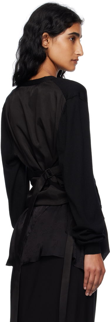 Sveter Ann Demeulemeester Ann Demeulemeester Zofia Asymmetric Spliced Cardigan Čierna | 2510-W-KN18-KN056-099, 2