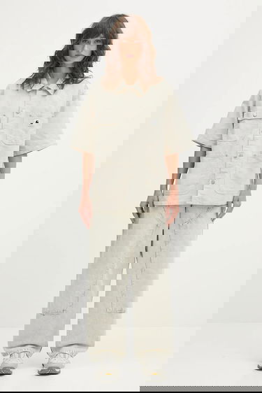 Košeľa Carhartt WIP Michigan Short-Sleeve Linen Blend Regular Fit Classic Collar Shirt Béžová | I035573.502, 4