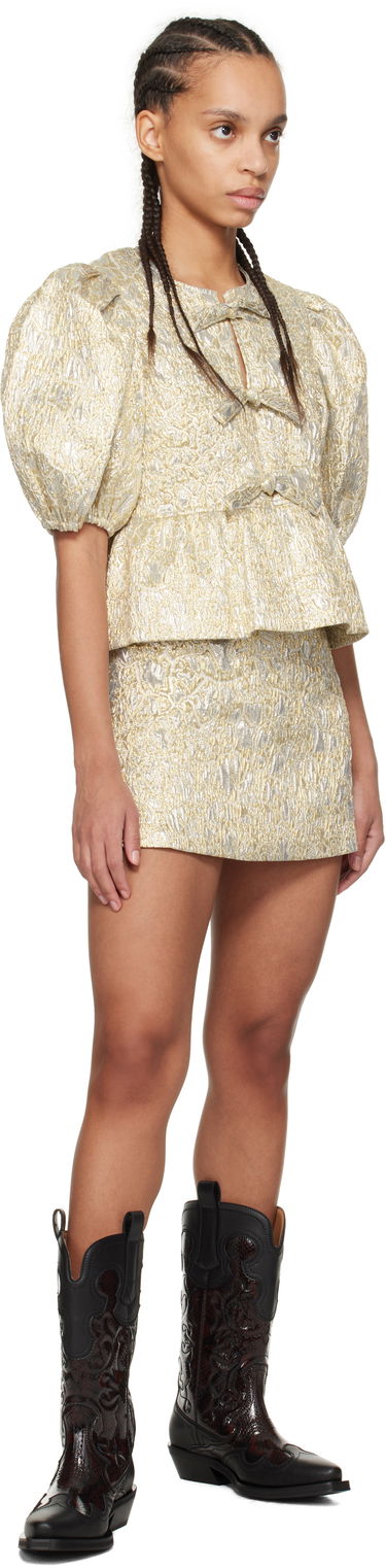 Sukňa GANNI GANNI Metallic Elasticated Miniskirt Metalická | W0038, 3