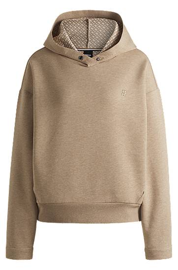Mikina BOSS Cotton-Blend Hoodie with Monogram Béžová | 50532026, 0