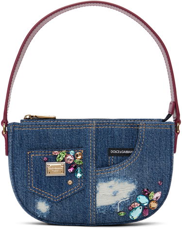 Kabelka Dolce & Gabbana Dolce&Gabbana Denim Crystal-Embellished Shoulder Bag Modrá | EB0242 A4805, 0