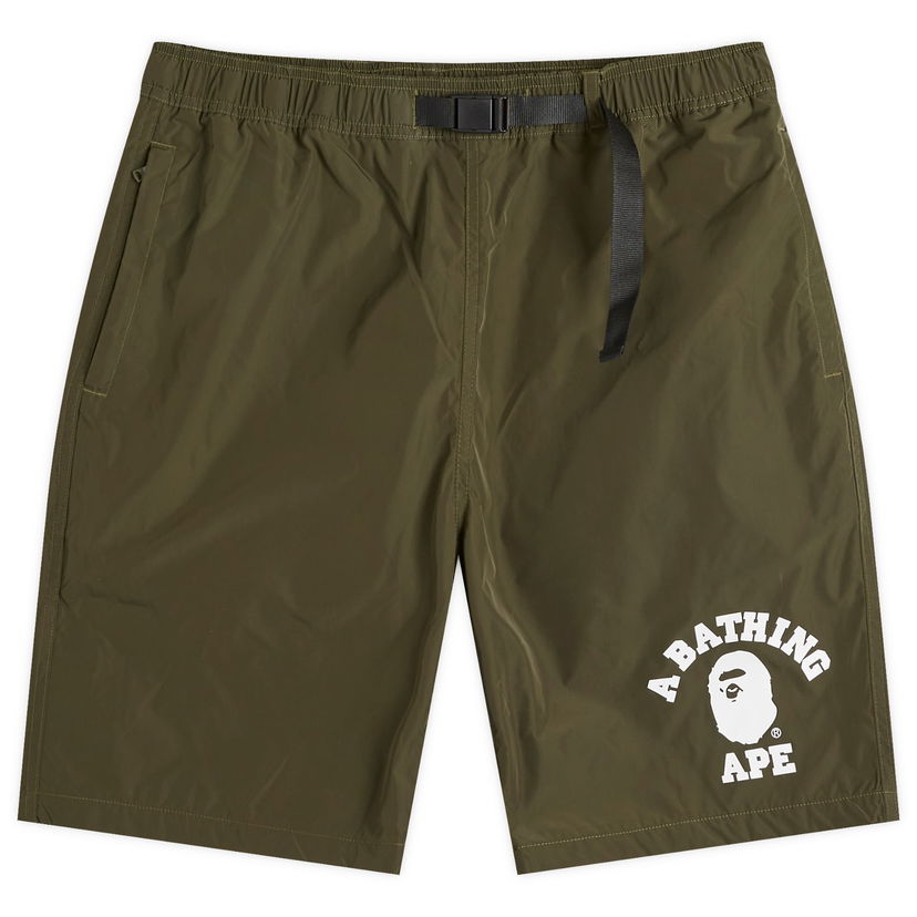 Šortky BAPE A Bathing Ape Men's College Beach Shorts in Olive, Size Large | END. Clothing Zelené | 001SPK301005M-OLV