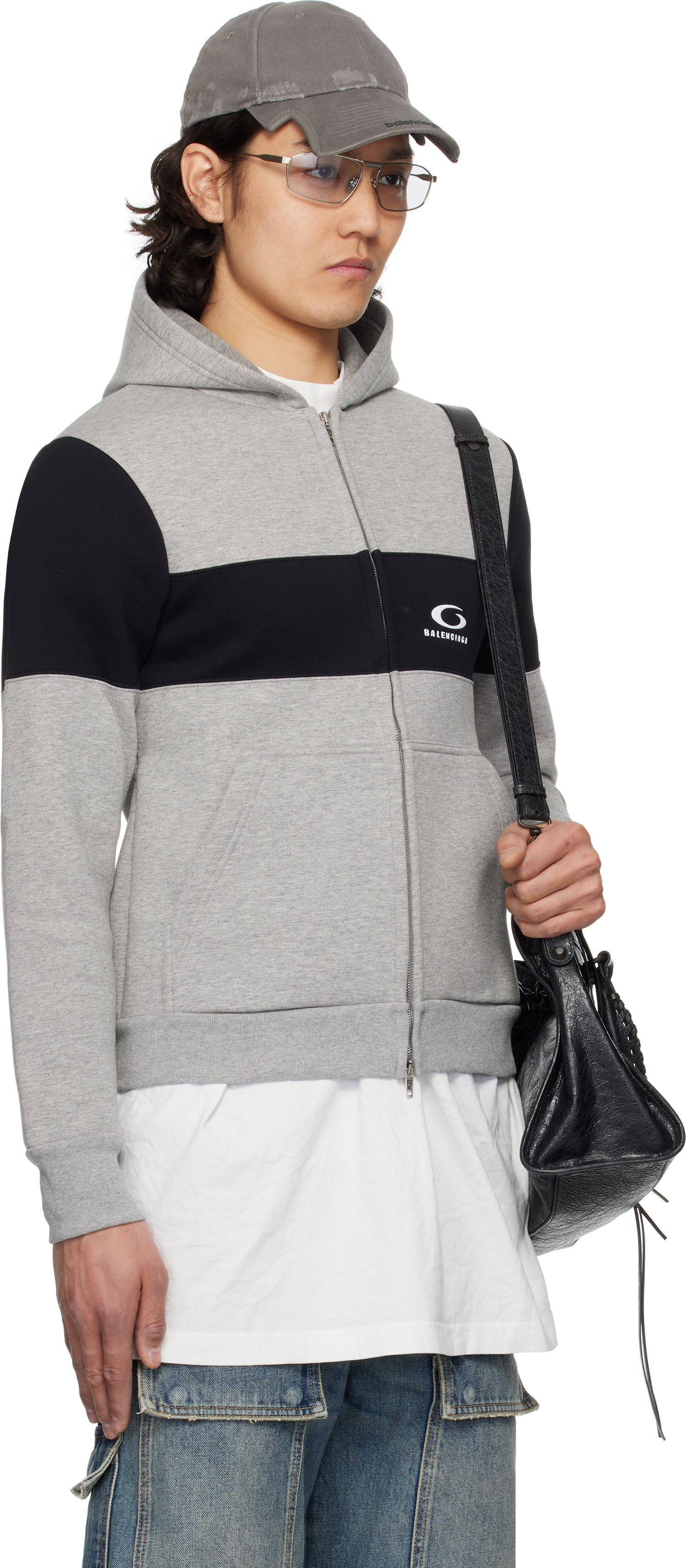 Mikina Balenciaga Balenciaga Technical Jersey Zip-Up Hoodie Šedá | 808832TRVJ2, 1