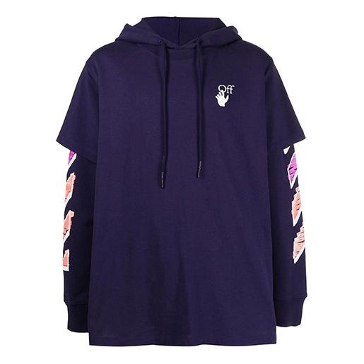 Mikina Off-White Off-White SS21 Layered Hoodie Fialová | OMBB051R21FLE0024632