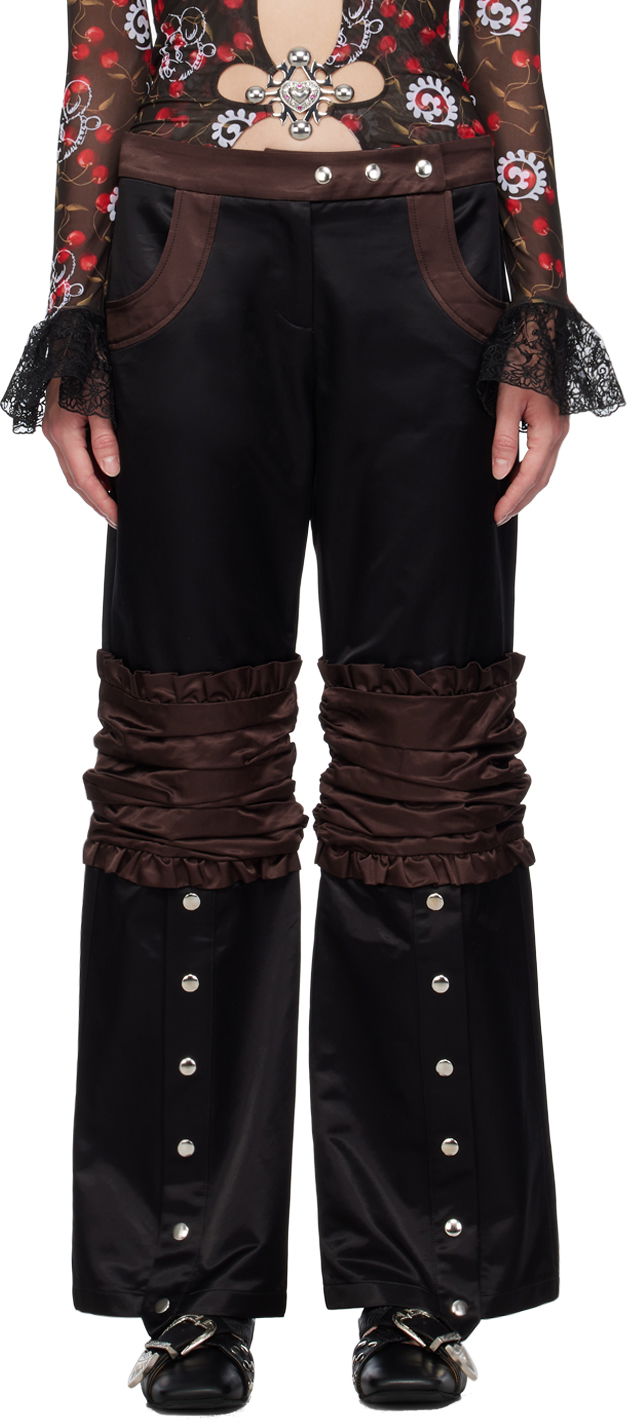 Nohavice Chopova Lowena Black Contrast Panel Snap Button Trousers Čierna | 4054, 0