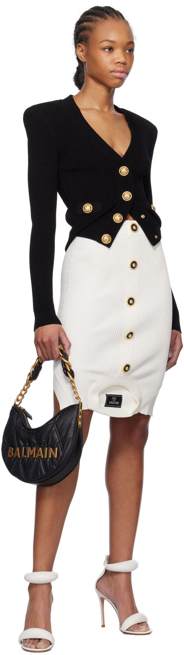 Sukňa Balmain Balmain Optical Illusion Ribbed Knit Miniskirt Biela | EF1LBA60KI10, 3