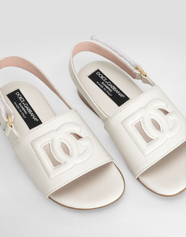 Doplnky Dolce & Gabbana Dolce & Gabbana Calfskin Sandals With Cut-Out DG Logo Biela | D20100A12238S936, 3