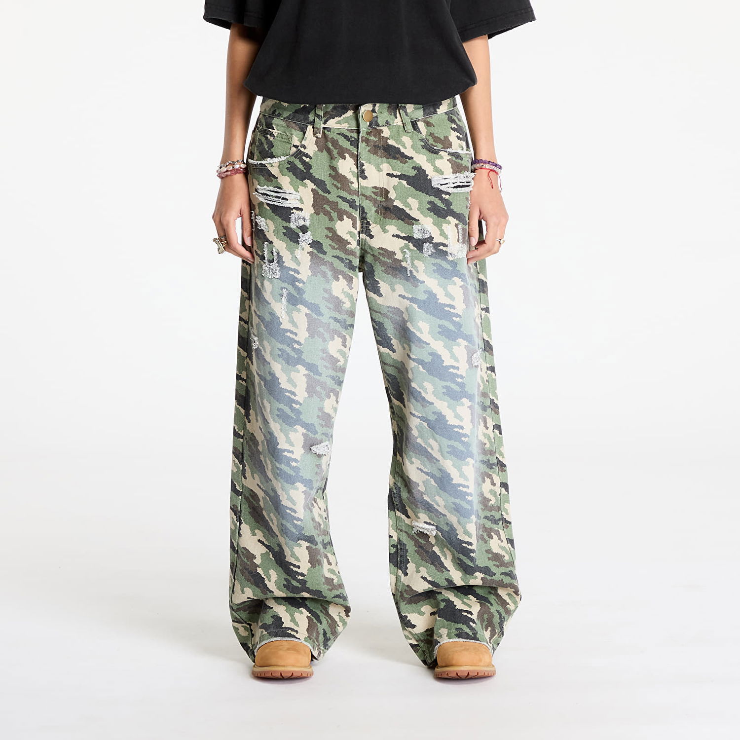 Cargo nohavice Footshop Cargo Pants Camo Zelené | FTSHP_418, 0