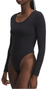 Sleek Long-Sleeve Scoop Neck Bodysuit Motion