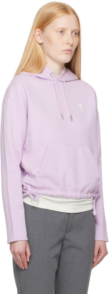 Mikina AMI AMI Paris Ami de Coeur Cropped Hoodie Fialová | FSW260.730, 1