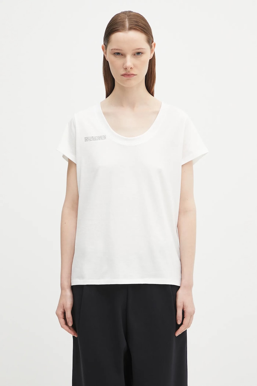 Tričko PANGAIA Pangaia Lightweight Scoop Neck T-Shirt Biela | 10002565, 0
