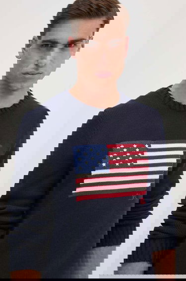 Sveter Polo by Ralph Lauren Cotton Crew Neck American Flag Sweater Navy | 710718281, 3