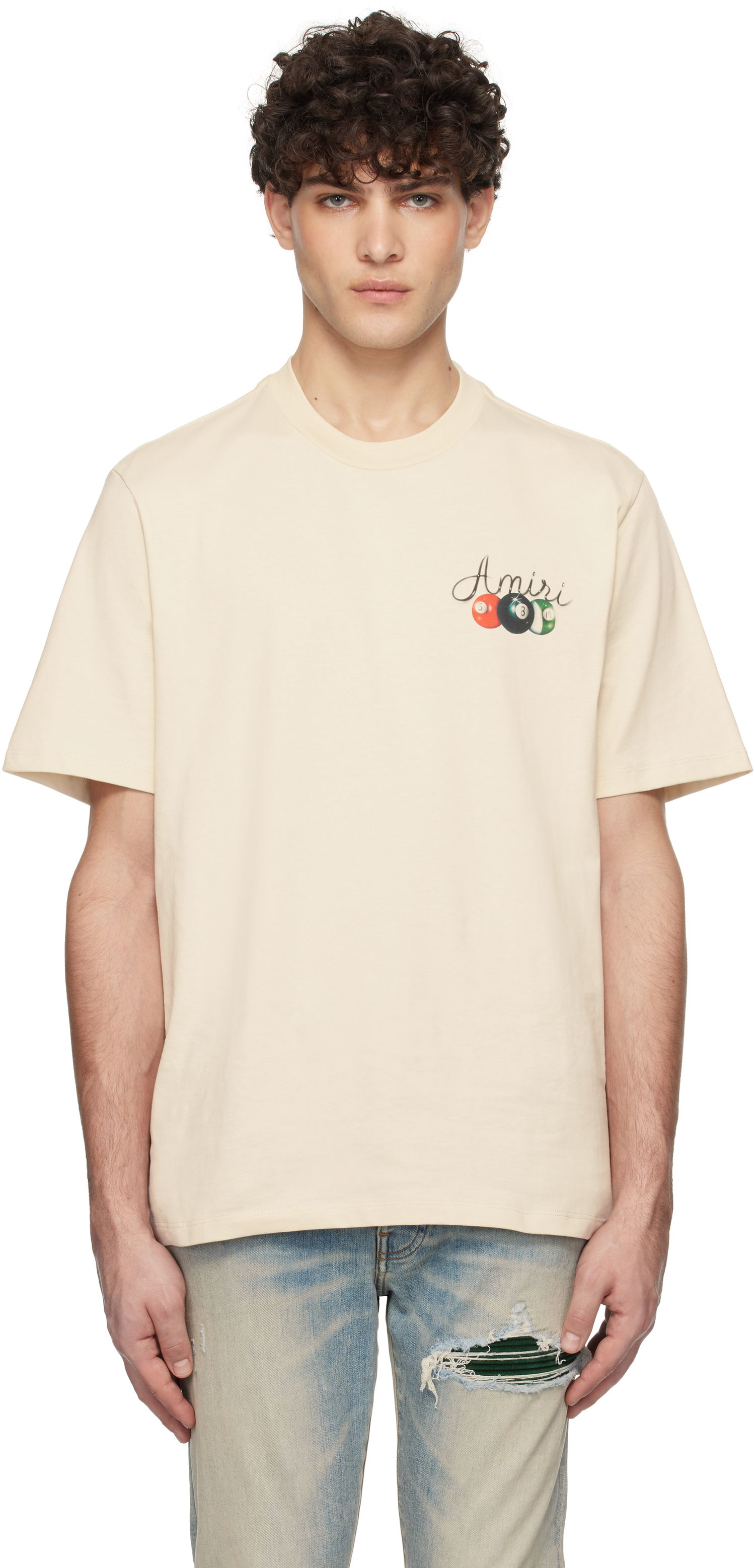 Tričko AMIRI Pool Cue Graphic T-Shirt Béžová | AMJYTE1135, 0