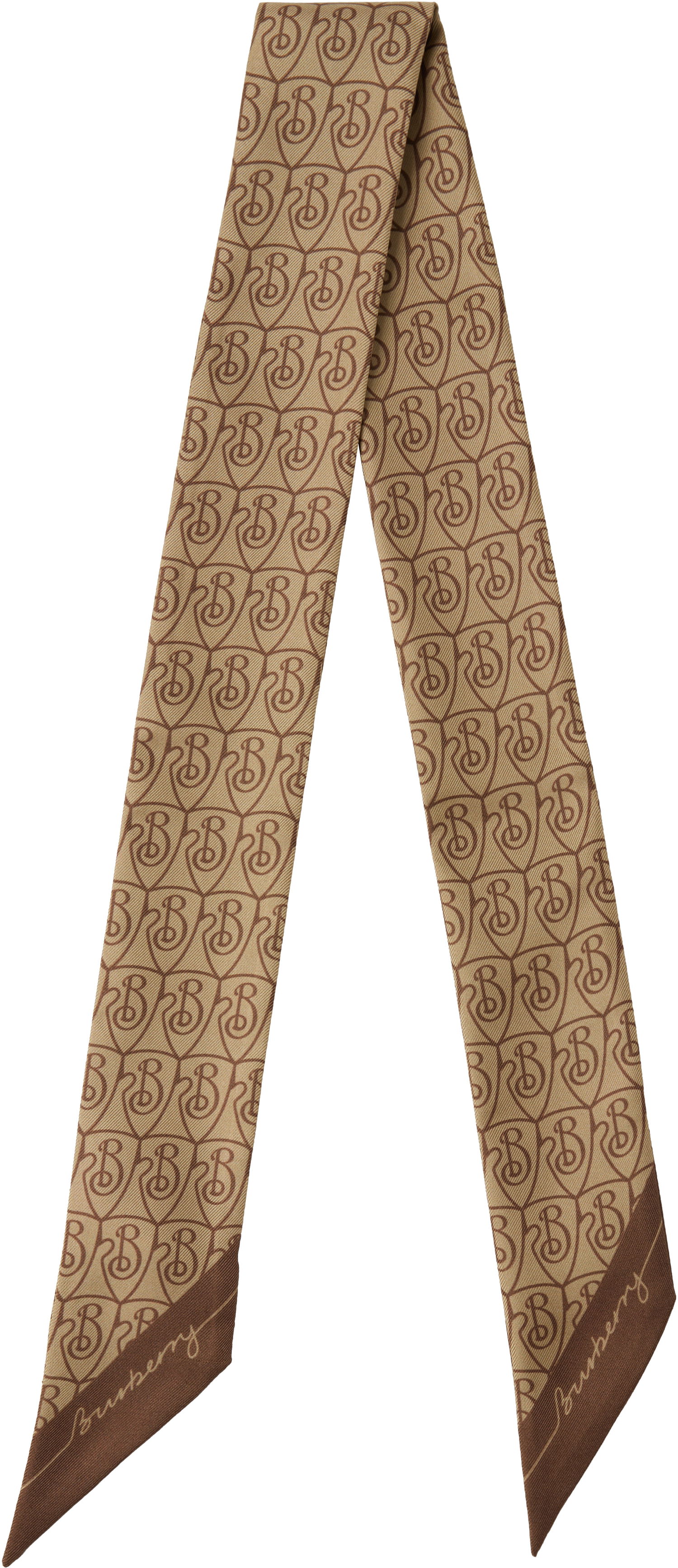 Šál Burberry Burberry Skinny B Shield Silk Scarf Béžová | 8106311, 0