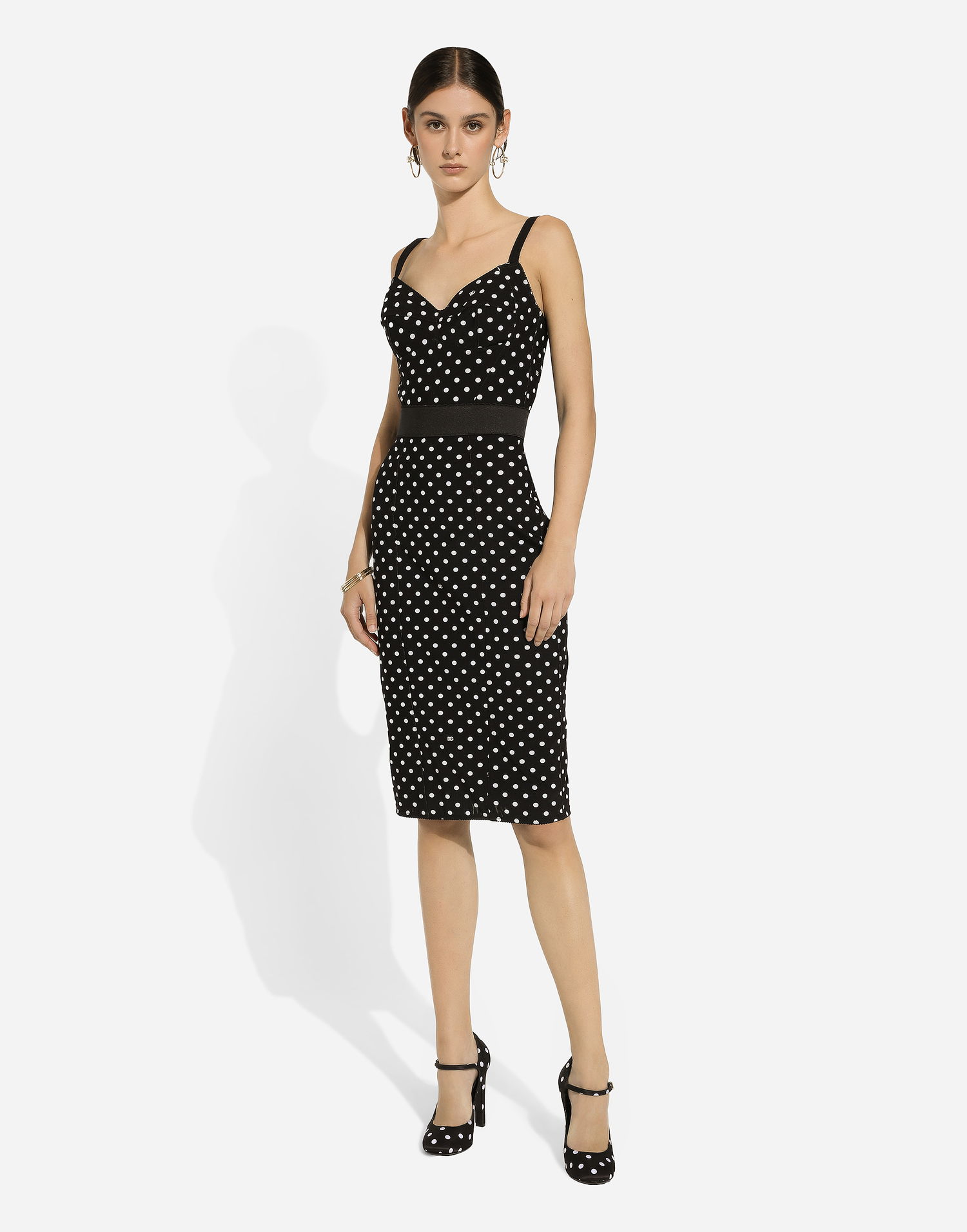 Tielko Dolce & Gabbana Polka Dot Marquisette Corset Top Čierna | F7AB7TFSUBGHNZQW, 1