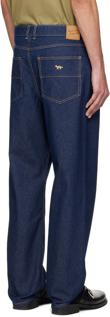 Džínsy MAISON KITSUNÉ Maison Kitsuné Straight Denim Jeans Modrá | OM01118WW0081, 2