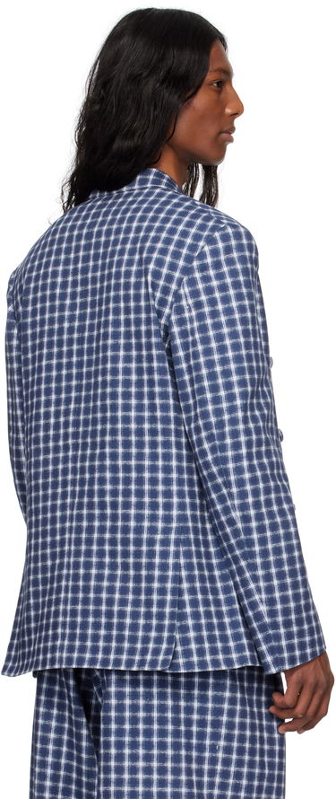 Bunda ERL ERL Check Double-Breasted Blazer Modrá | ERL10J038, 2