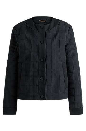 Prešívaná bunda BOSS Water-Repellent Padded Check Jacket Čierna | 50518343, 0