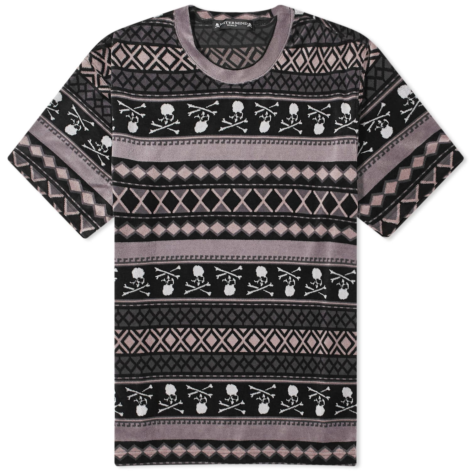Tričko Mastermind WORLD Velour Skull T-Shirt Čierna | MW24S12-TS007-BLK, 0