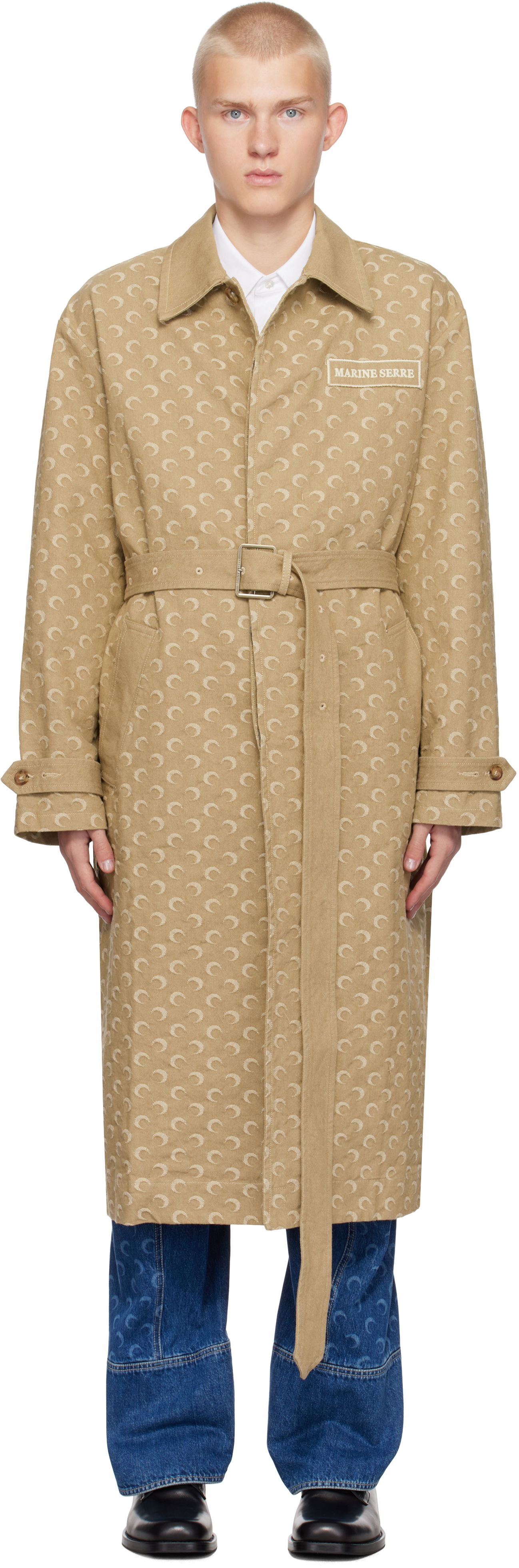 Trenčkot Marine Serre Moon Jacquard Twill Trench Coat Béžová | UCO027A CWOV0036, 0