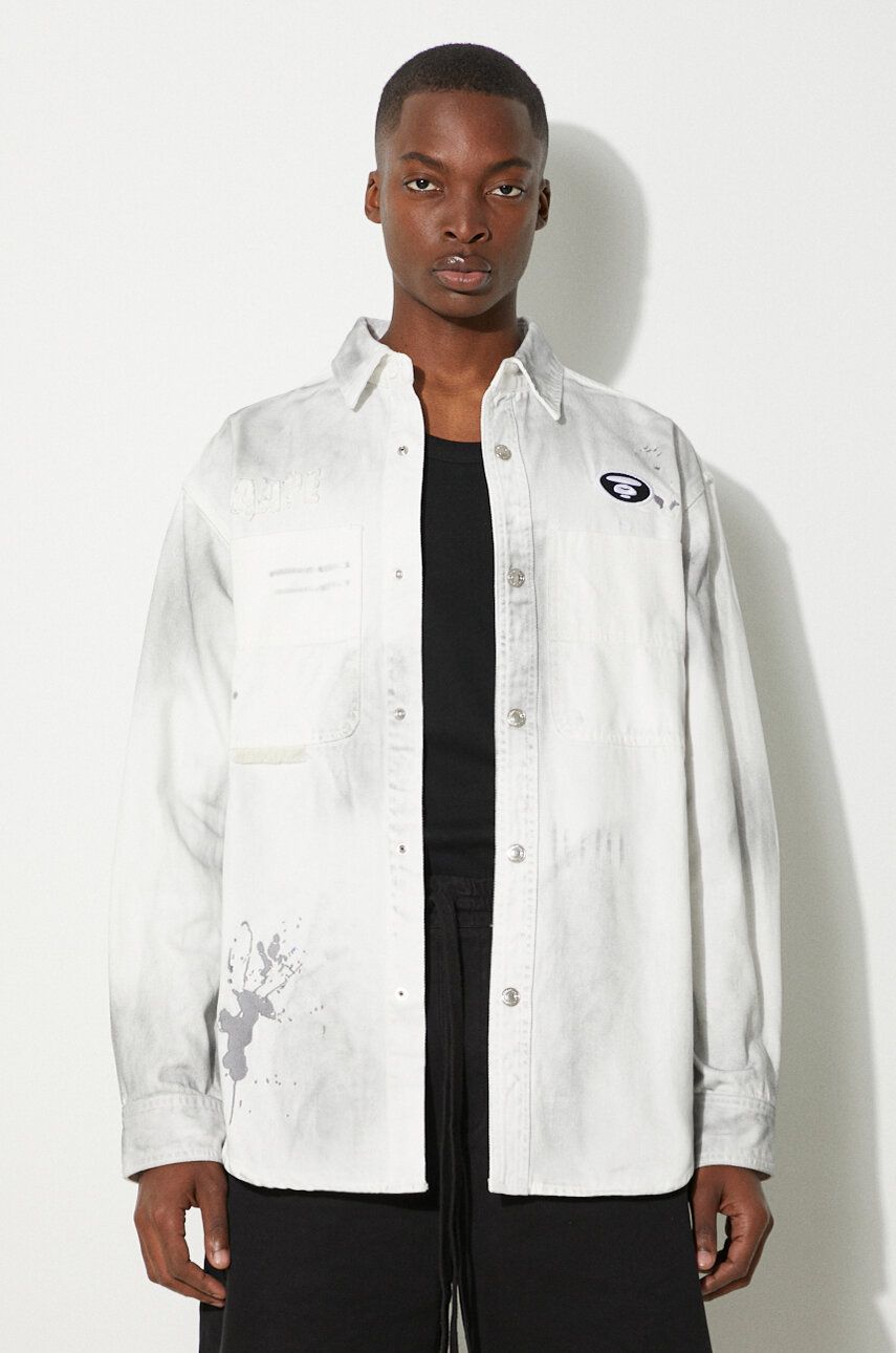 Košeľa AAPE by A Bathing Ape AAPE Relaxed Denim Shirt Biela | AAPSTM8480XAM, 0