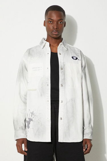 Košeľa AAPE by A Bathing Ape AAPE Relaxed Denim Shirt Biela | AAPSTM8480XAM, 0