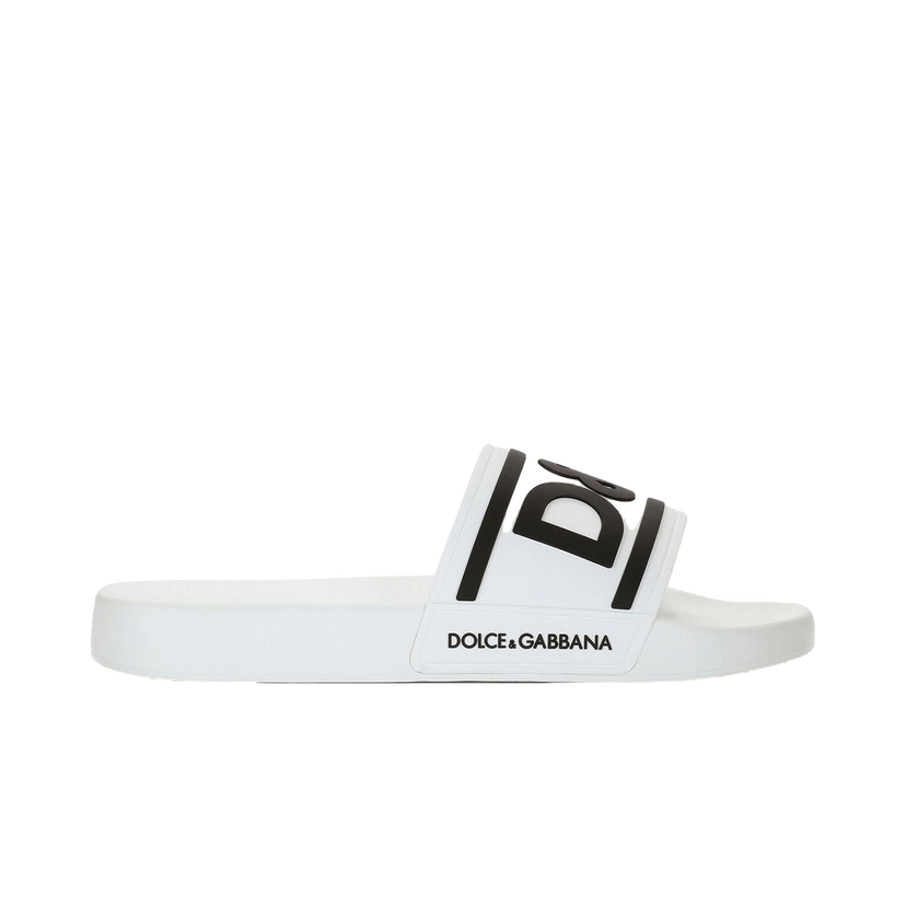 Tenisky a topánky Dolce & Gabbana Beachwear Sliders DG Logo White Black Biela | CS2072AQ85889697