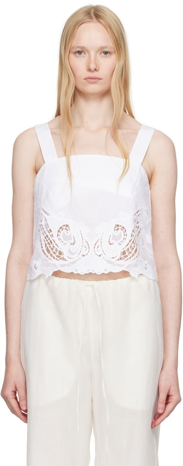 Crop Top rag & bone Rag & Bone Clem Lace-Trim Poplin Tank Top Biela | WAW25SA036LA36, 0