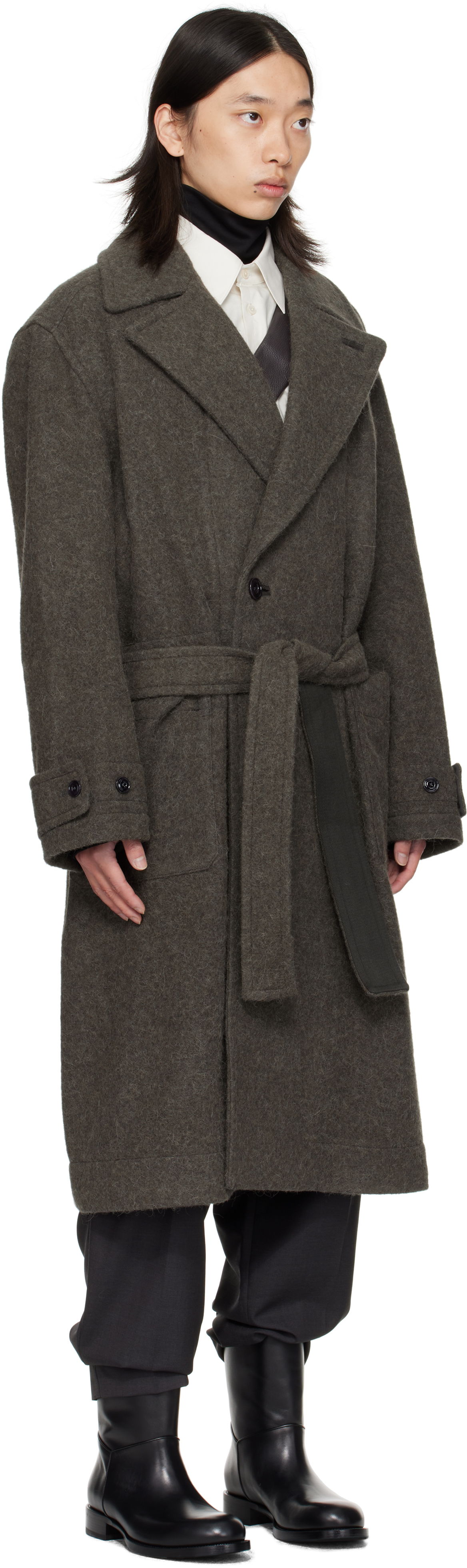 Kabáty LEMAIRE Lemaire Soft Belted Coat Zelené | CO1135 LF504, 1