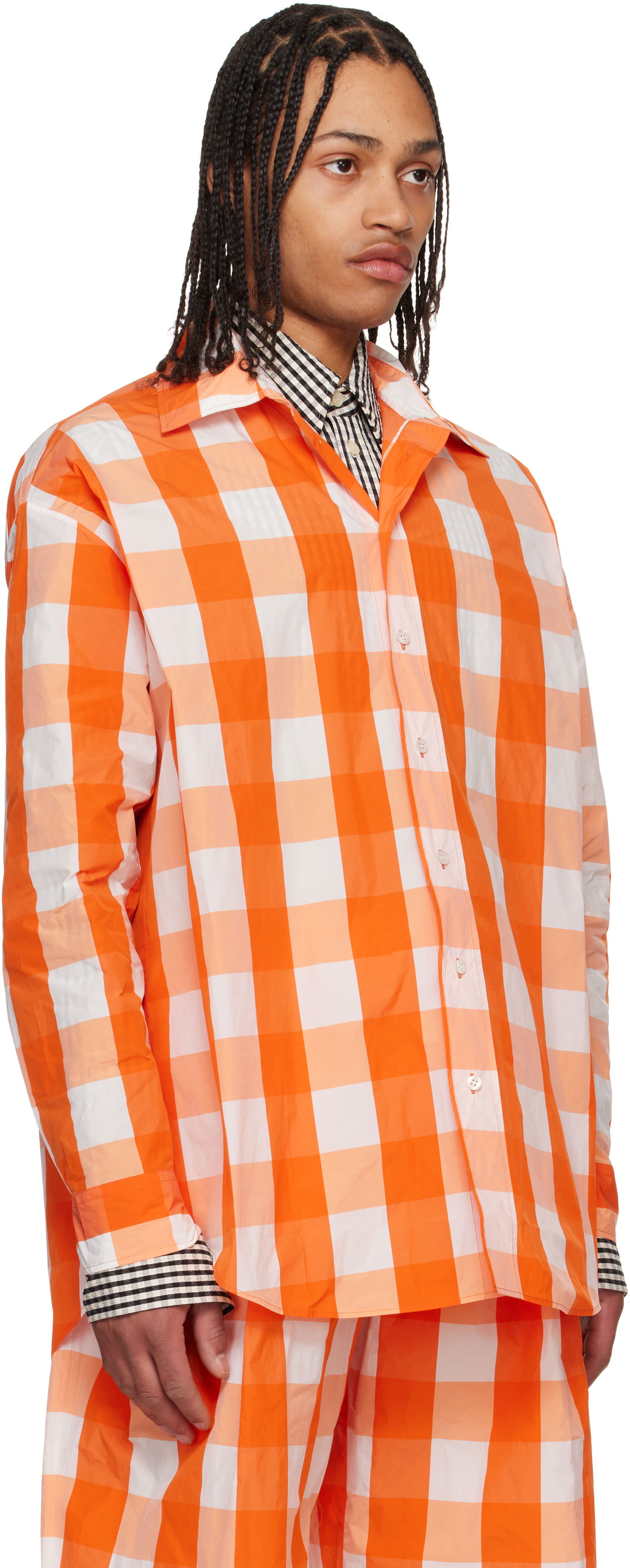 Košeľa Walter Van Beirendonck Walter Van Beirendonck Maxi Gingham Button-Up Shirt Oranžová | 6002, 1