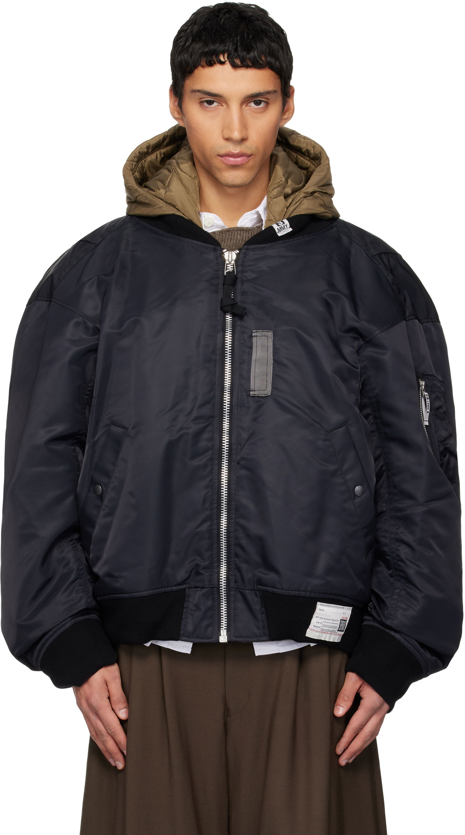 Bomber bunda Maison MIHARA YASUHIRO Maison MIHARA YASUHIRO Extended Placket Hood Flight Jacket Čierna | A15BL062, 0