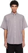 Hed Mayner Short Sleeve Button-Down Collar Micro-Check Shirt