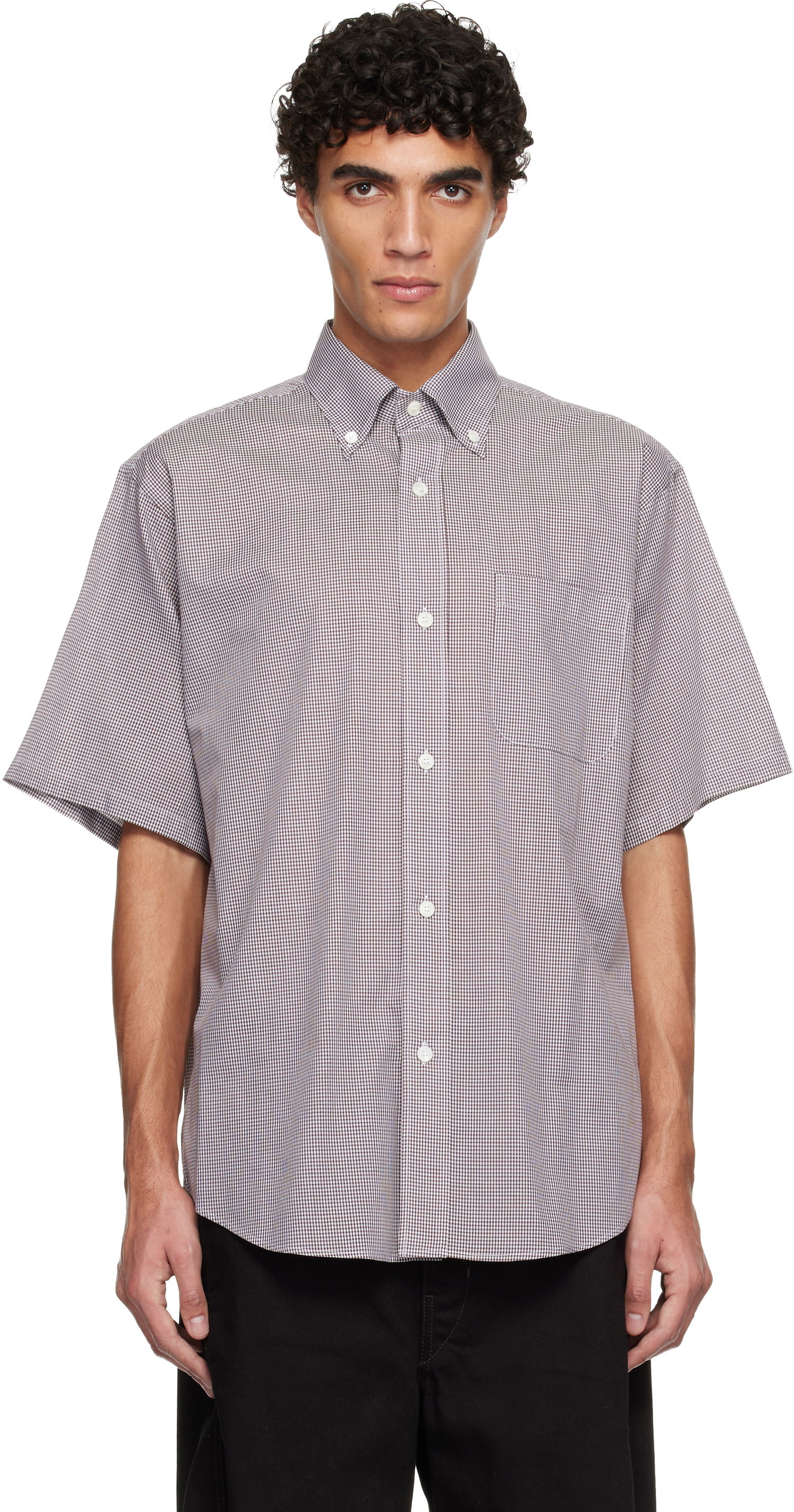Košeľa HED MAYNER Hed Mayner Short Sleeve Button-Down Collar Micro-Check Shirt Rôznofarebný | HMMC60042AHC263, 0