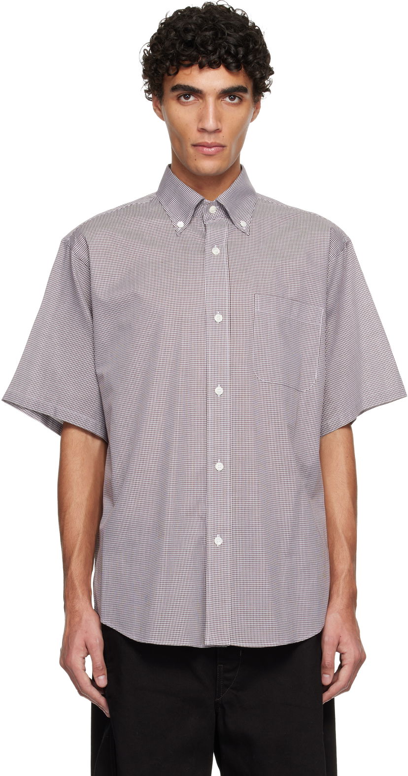 Košeľa HED MAYNER Hed Mayner Short Sleeve Button-Down Collar Micro-Check Shirt Rôznofarebný | HMMC60042AHC263