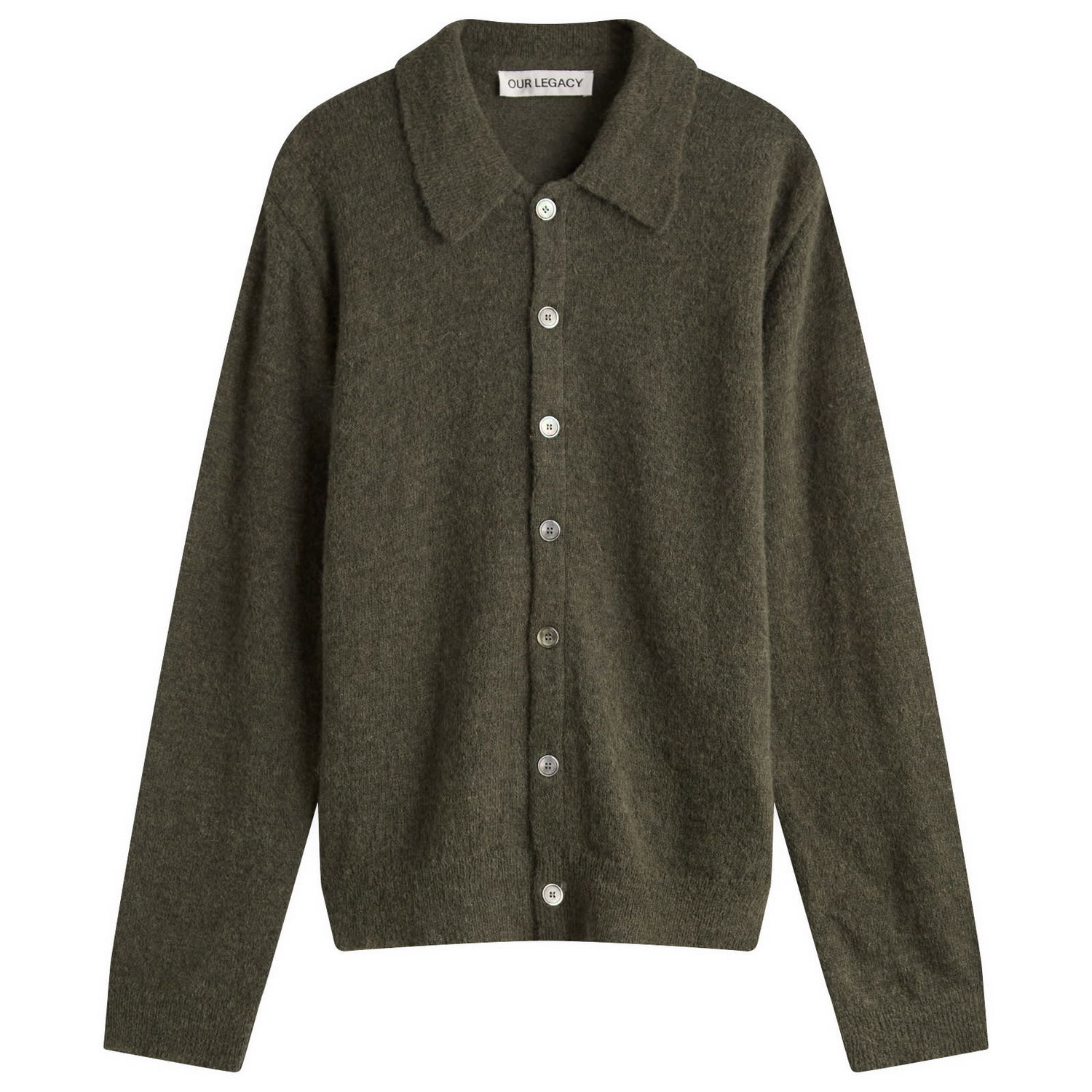 Sveter OUR LEGACY Our Legacy Evening Polo Fuzzy Alpaca Zelené | M4253EM, 1