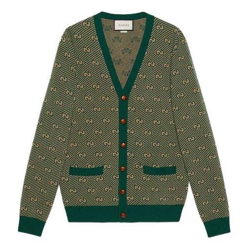 Sveter Gucci Striped Wool Cardigan Zelené | 630412-XKBFZ-3119