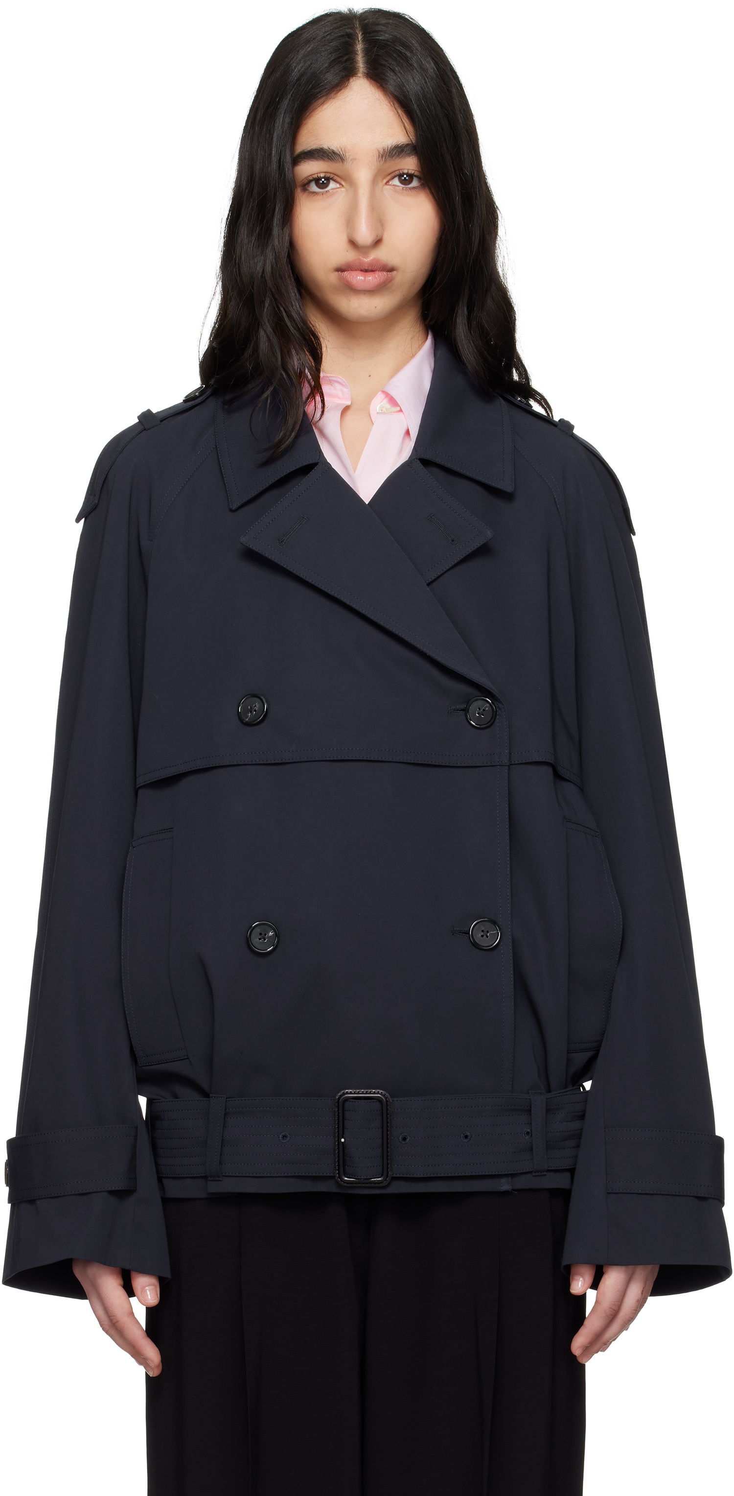 Trenčkot TOTEME TOTEME Short Trench Jacket Navy | 252-WRO0174-FB0379, 0