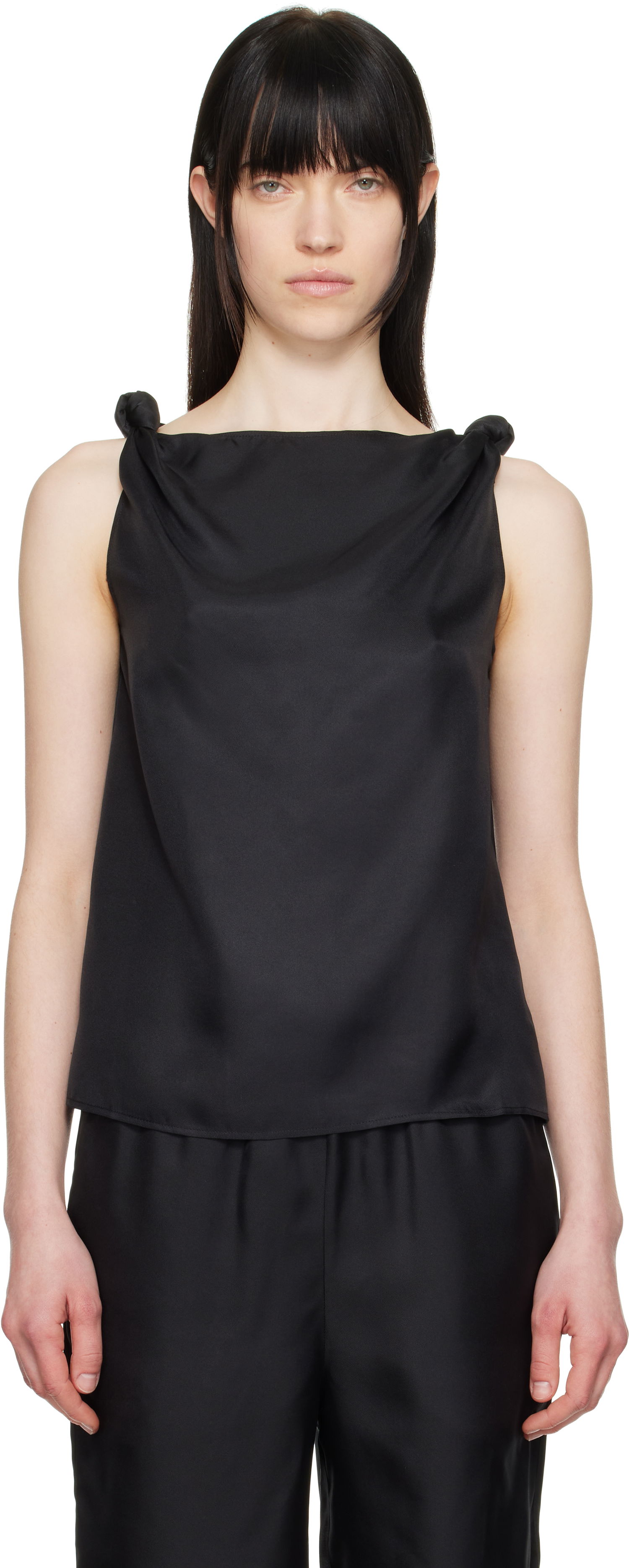 Tielko Loulou de Saison Loulou de Saison Remy Knotted Tank Top Čierna | REMY, 0