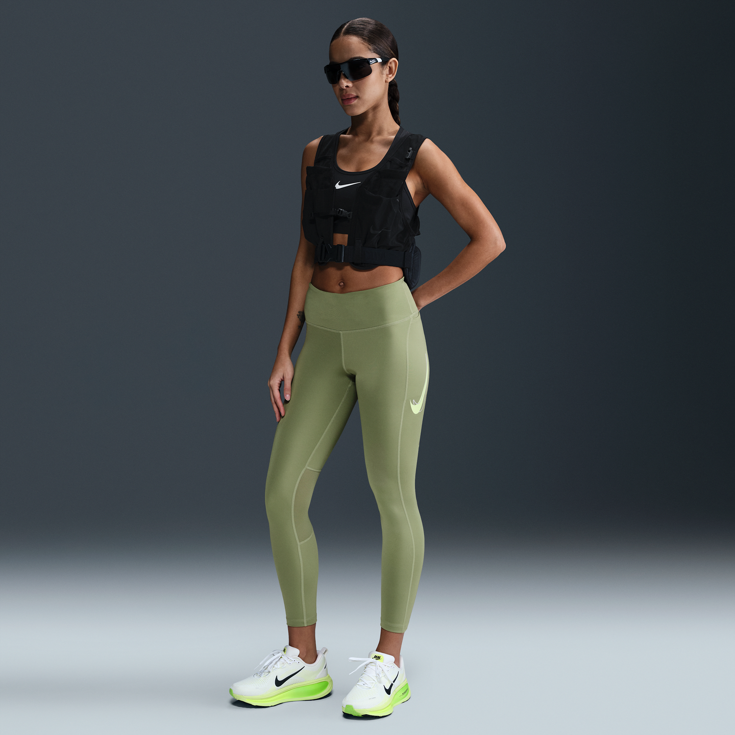 Vesta Nike Nike Fast 7/8 Mid-Rise Leggings Zelené | HV8555-386, 0
