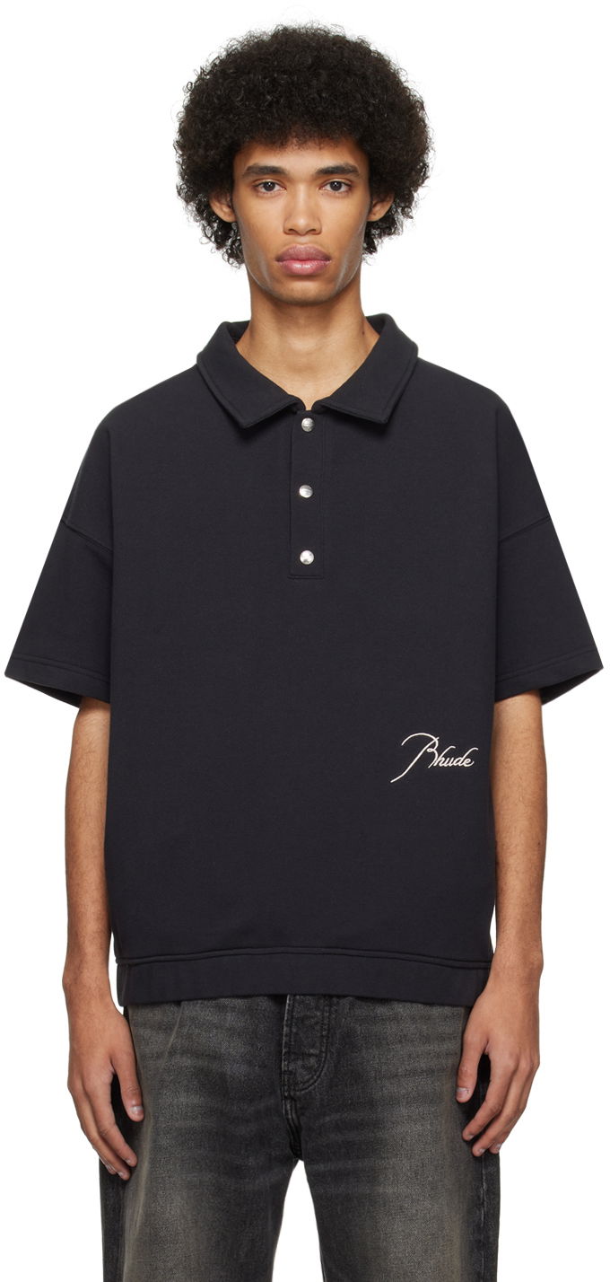 Polo tričko Rhude Embroidered Polo Čierna | RHPS24SH15320372, 0