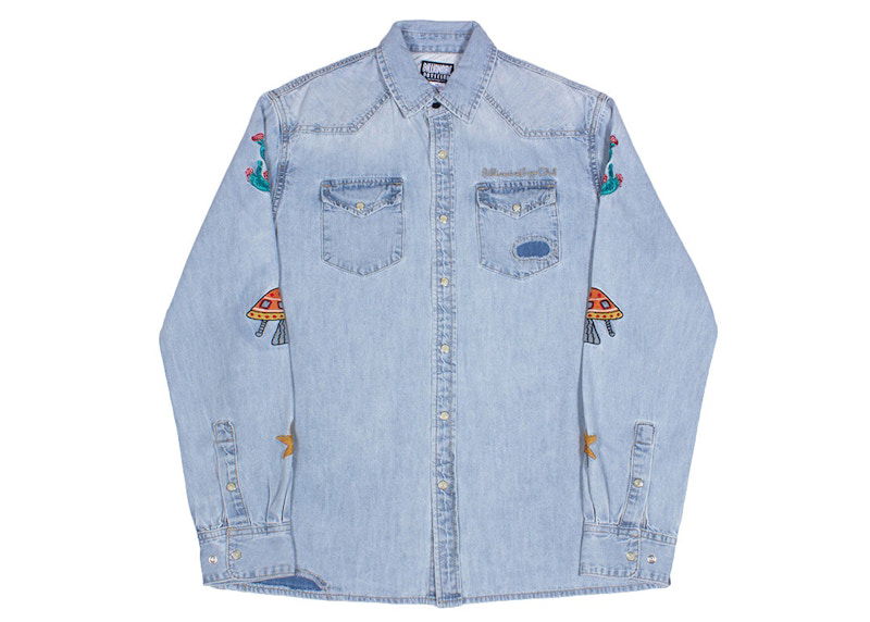 Košeľa BILLIONAIRE BOYS CLUB Billionaire Boys Club Hillside Embroidered Long Sleeve Denim Shirt Modrá | 8111600INF
