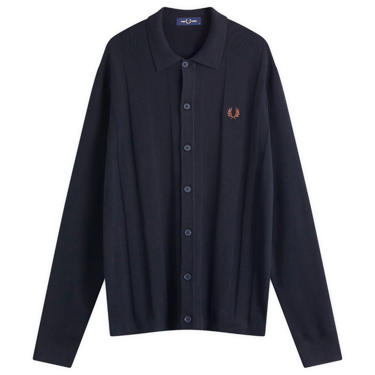 Sveter Fred Perry Knitted Button-Down Shirt Navy | K9726-608, 1