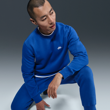 Mikina Nike Nike Club Fleece Crewneck Sweatshirt Modrá | FN3886-480, 4