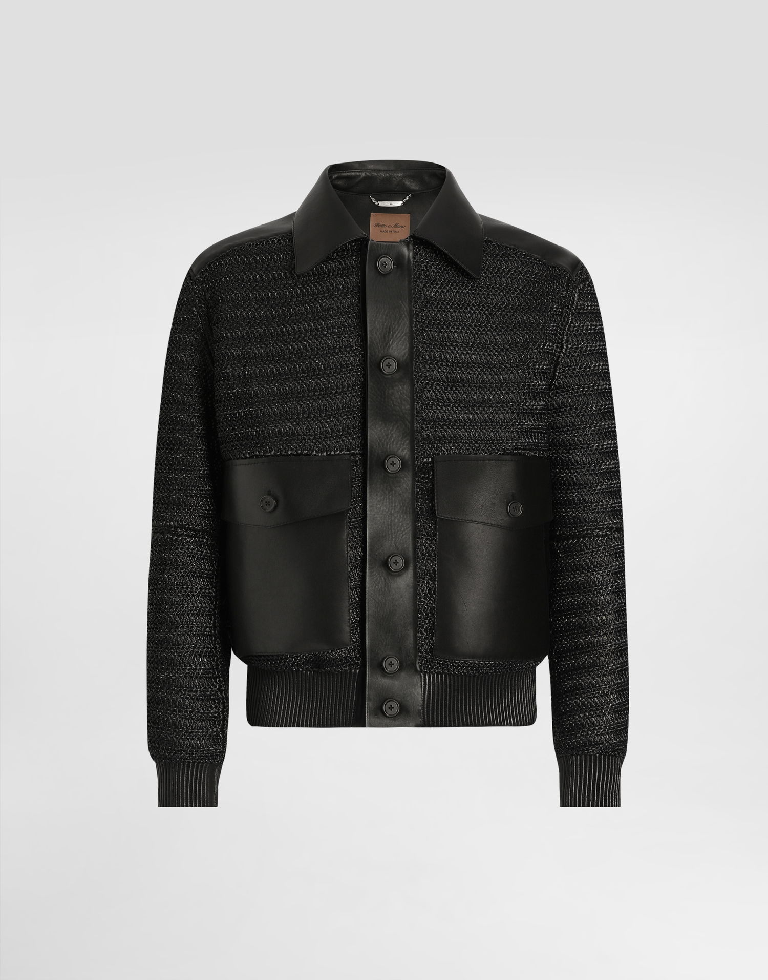 Bunda Dolce & Gabbana Dolce & Gabbana Raffia Mesh and Leather Jacket Čierna | G9BOATGJ218N0000, 0