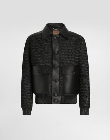 Bunda Dolce & Gabbana Dolce & Gabbana Raffia Mesh and Leather Jacket Čierna | G9BOATGJ218N0000, 0